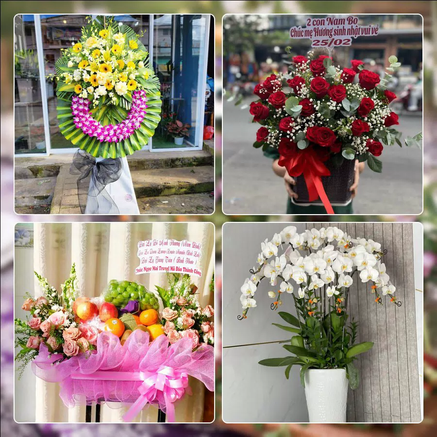 Kệ hoa khai trương tại shop hoa tươi phường Võ Cường