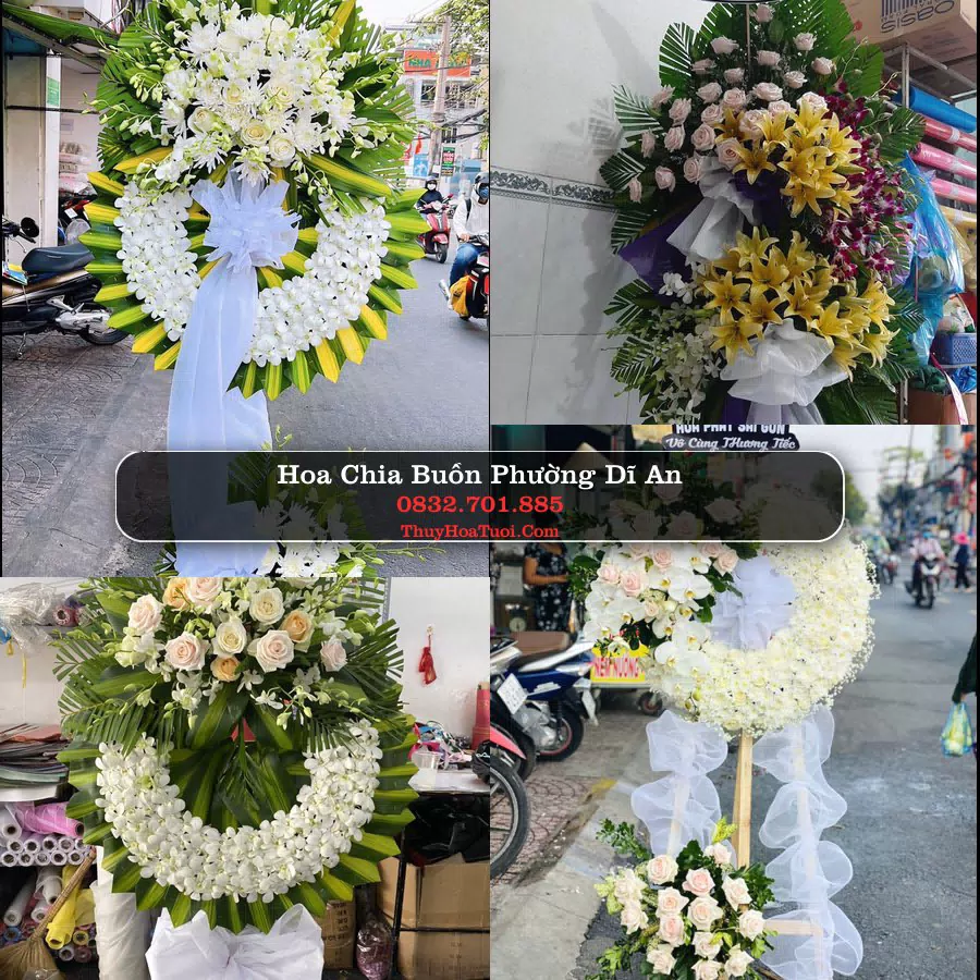 Vòng hoa chia buồn Phường Dĩ An - ThuyHoaTuoi.Com