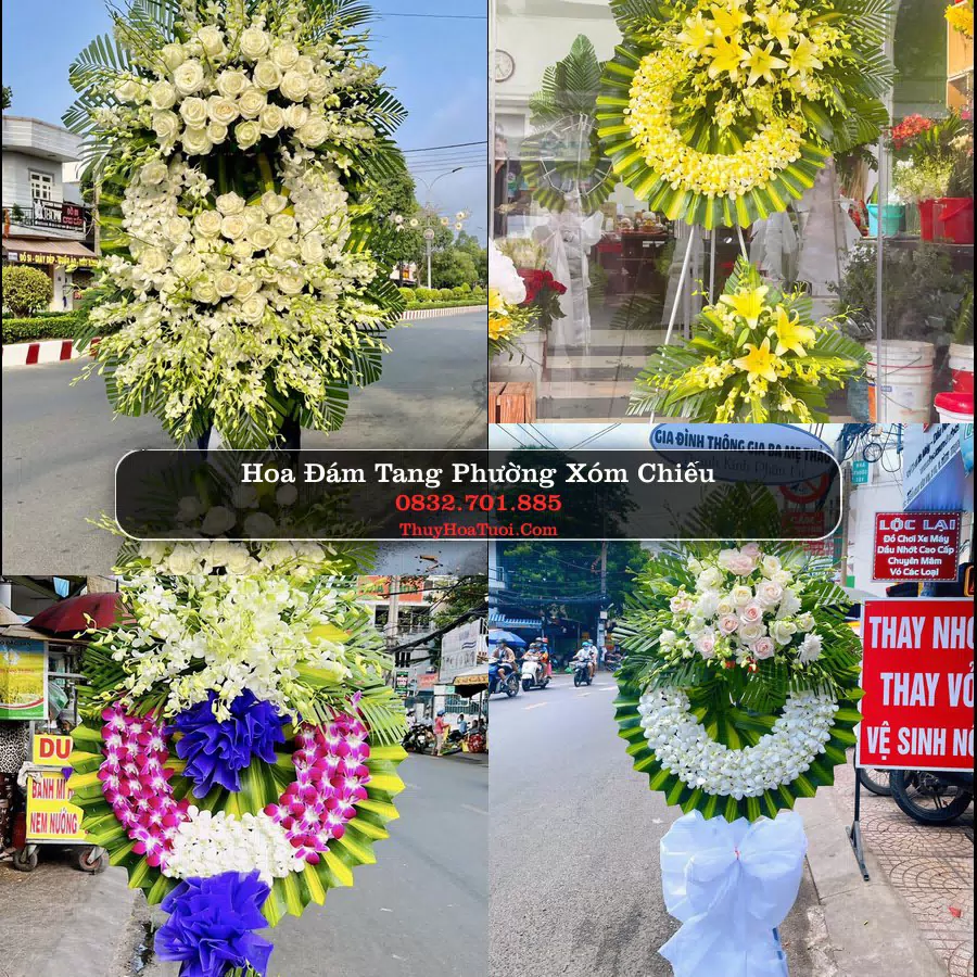 Vòng hoa chia buồn Phường Xóm Chiếu - ThuyHoaTuoi.Com