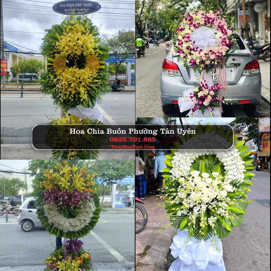 Vòng hoa chia buồn Phường Tân Uyên - ThuyHoaTuoi.Com