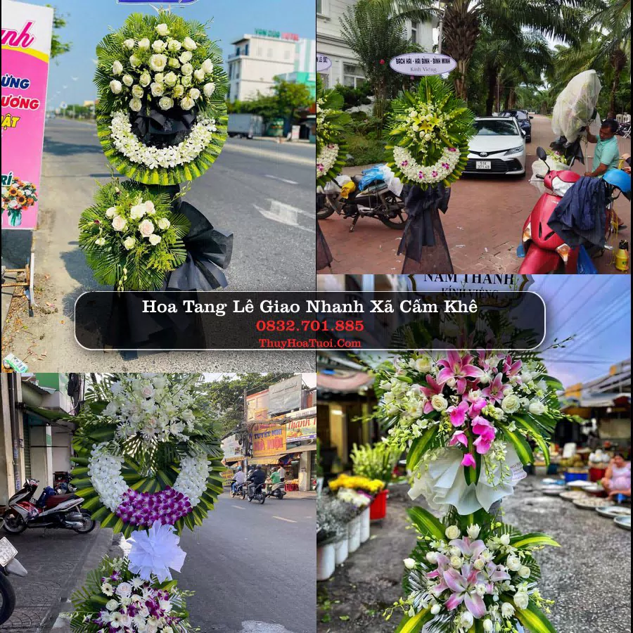 Vòng hoa chia buồn Xã Cẩm Khê - ThuyHoaTuoi.Com