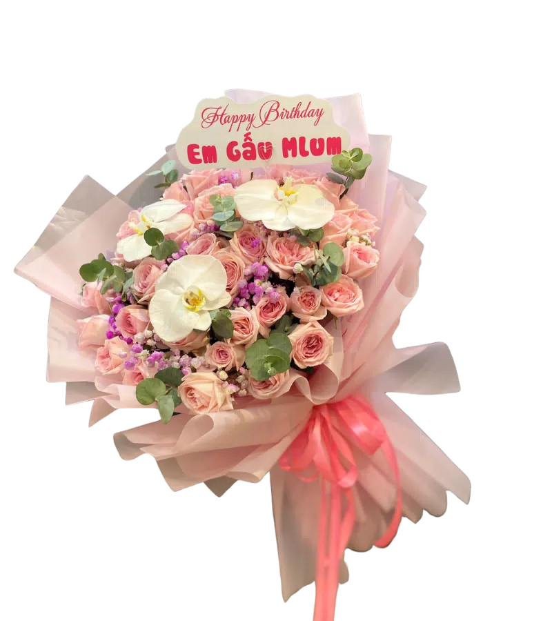Bó Hoa Chúc Mừng Sinh Nhật Tone Hồng