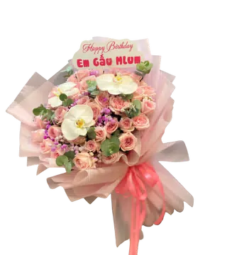 Bó Hoa Chúc Mừng Sinh Nhật Tone Hồng