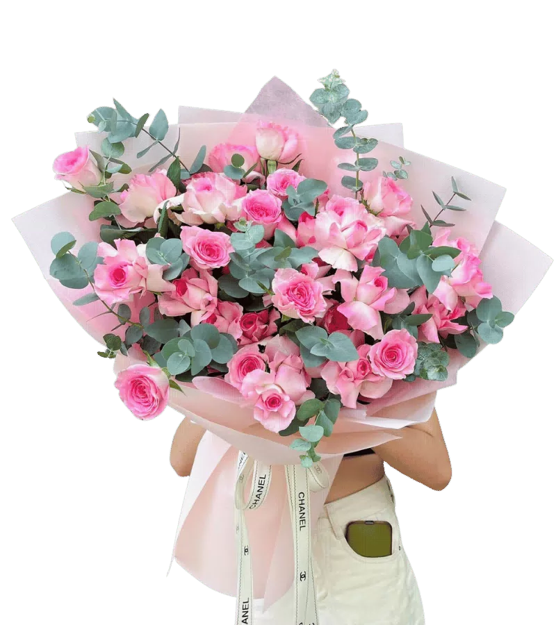 Bó Hoa Hồng Phấn Tặng Bé