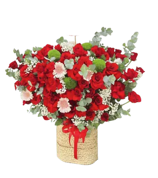 Giỏ Hoa Chúc Mừng Khai Trương Tone Đỏ