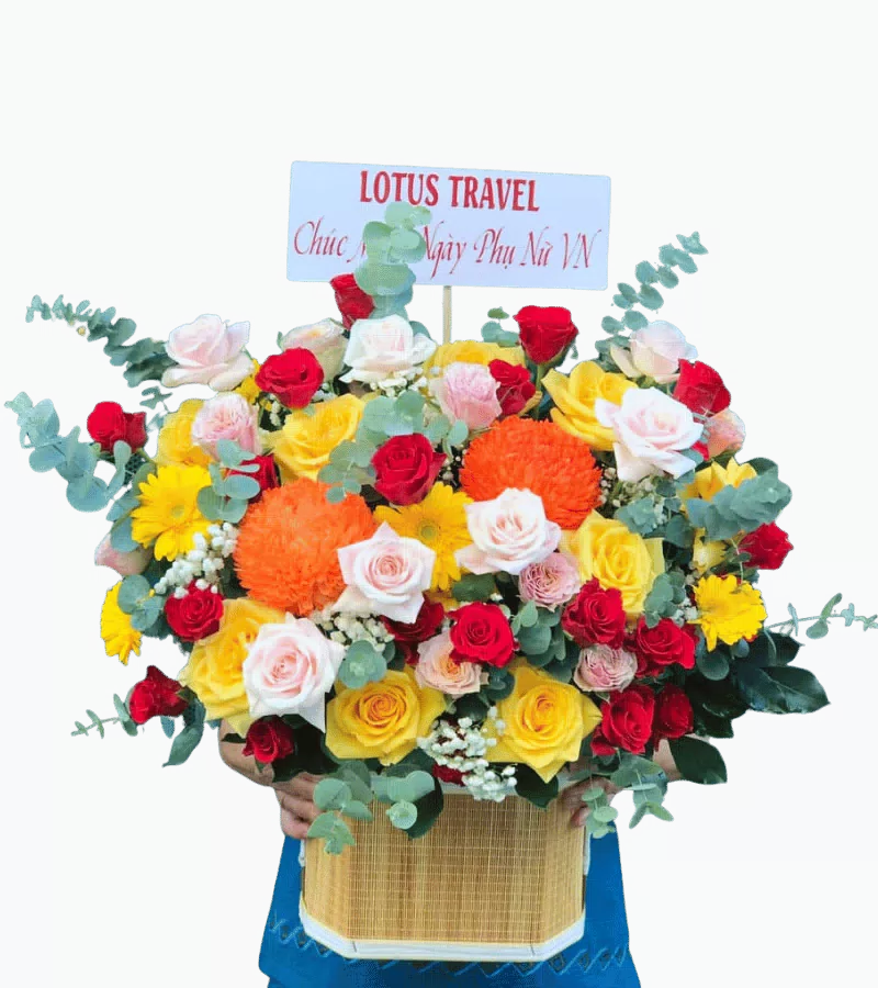 Giỏ Hoa Hồng Cúc Nhiều Màu