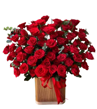 Giỏ Hoa Hồng Đỏ Nơ Ruy Băng