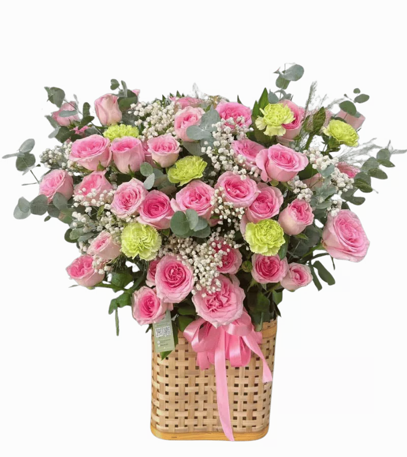 Giỏ Hoa Hồng Mix Cát Tường
