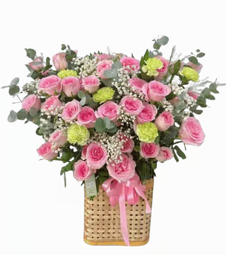 Giỏ Hoa Hồng Mix Cát Tường