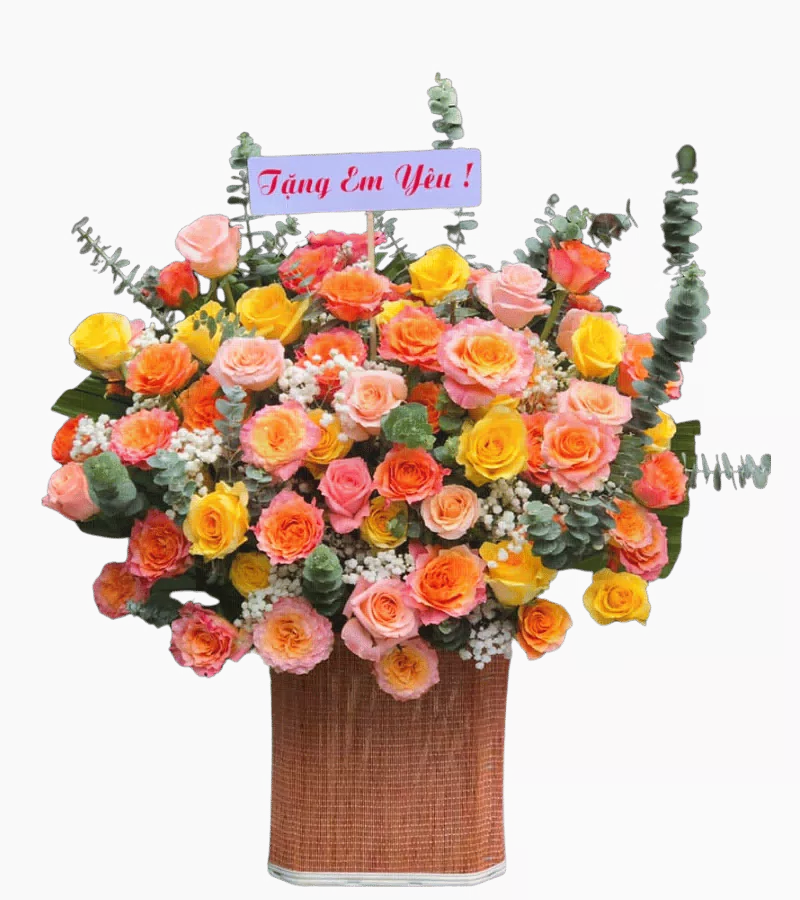 Giỏ Hoa Hồng Nhiều Màu Tặng Người Yêu