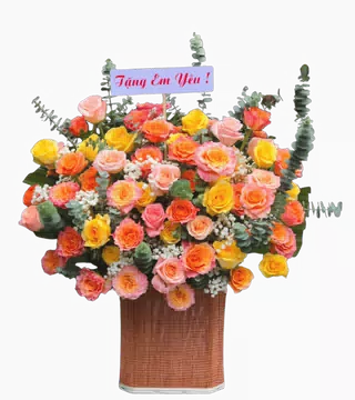 Giỏ Hoa Hồng Nhiều Màu Tặng Người Yêu