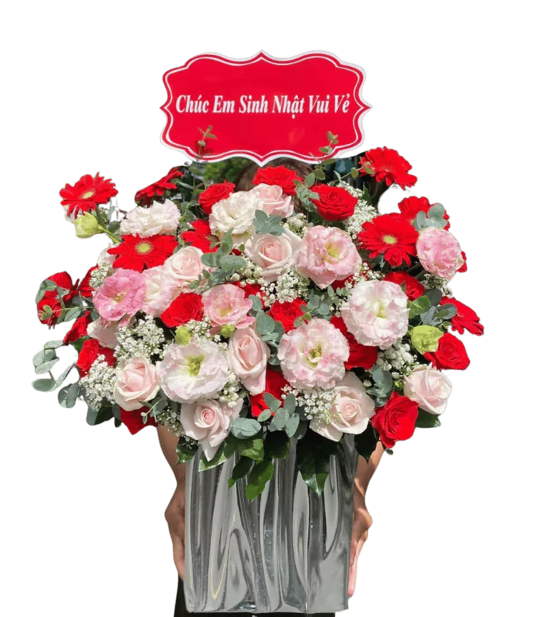 Giỏ Hoa Sinh Nhật Đỏ Hồng