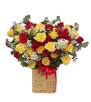 Giỏ Hoa Tươi Sắc Vàng Đỏ