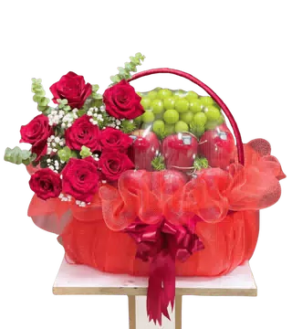 Giỏ Trái Cây Hoa Hồng Đỏ Tặng Người Yêu Sang Trọng