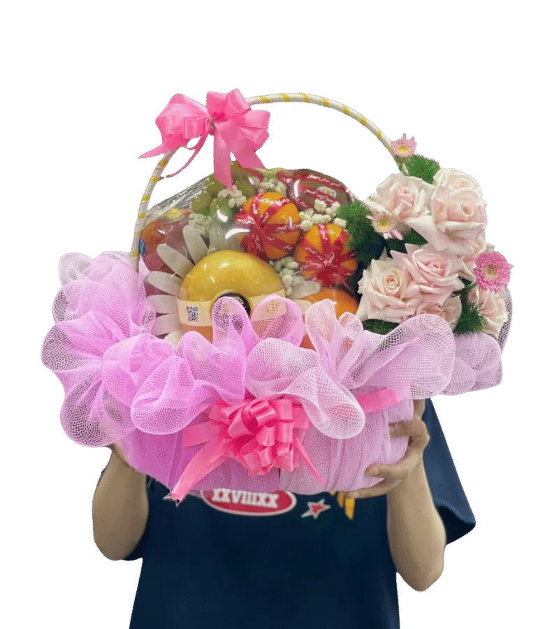 Giỏ Trái Cây Hoa Hồng Phấn Chúc Mừng Sinh Nhật