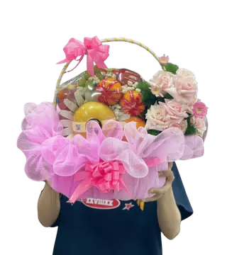 Giỏ Trái Cây Hoa Hồng Phấn Chúc Mừng Sinh Nhật