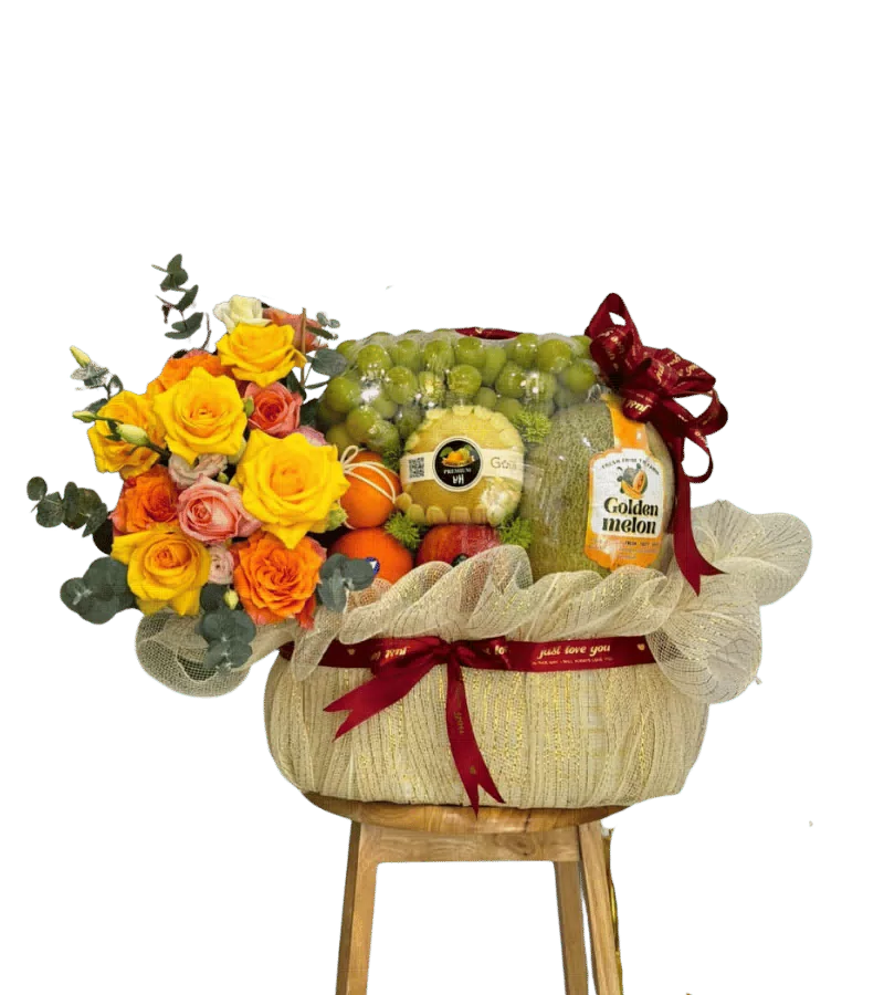 Giỏ Trái Cây Khai Trương Tông Vàng Sang Trọng