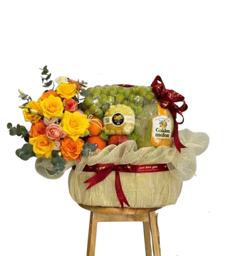 Giỏ Trái Cây Khai Trương Tông Vàng Sang Trọng
