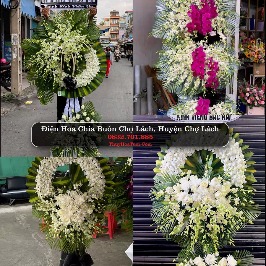Kệ hoa tang lễ giao tại Chợ Lách, Bến Tre