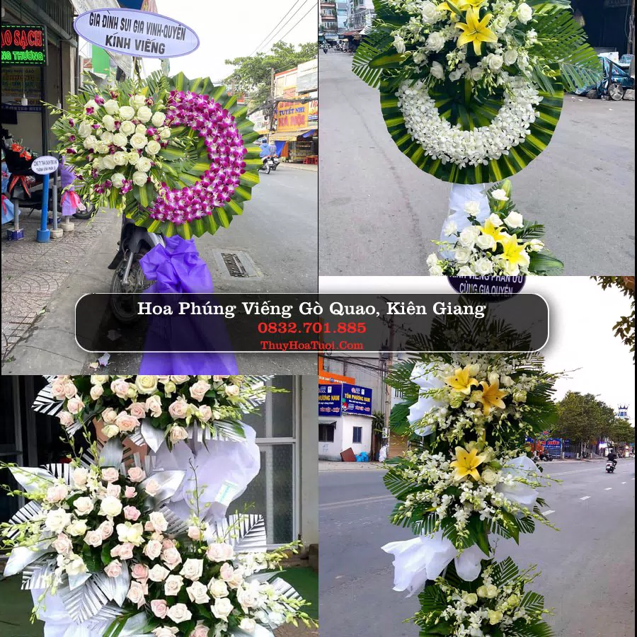 Kệ hoa tang lễ giao tại Gò Quao, Kiên Giang