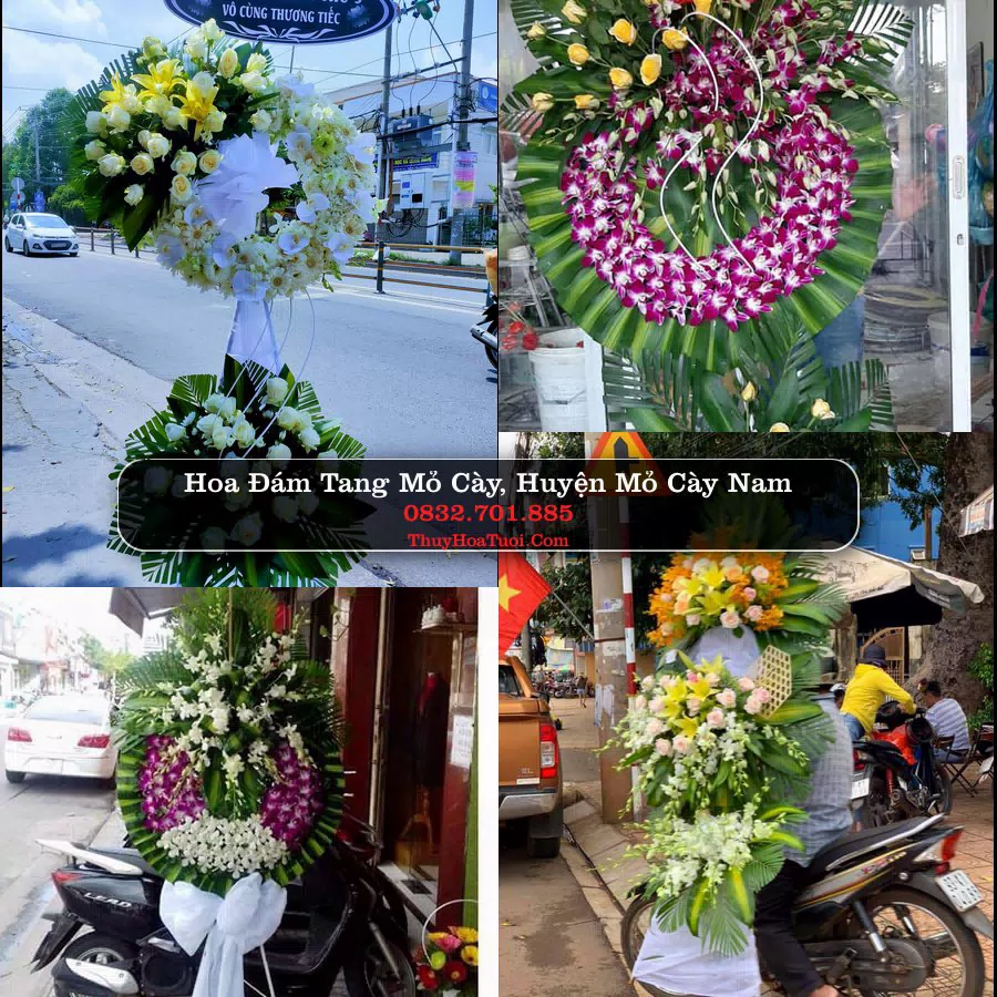 Kệ hoa tang lễ giao tại Mỏ Cày, Bến Tre