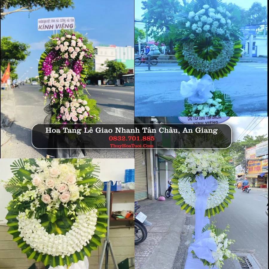 Kệ hoa tang lễ giao tại Tân Châu, An Giang