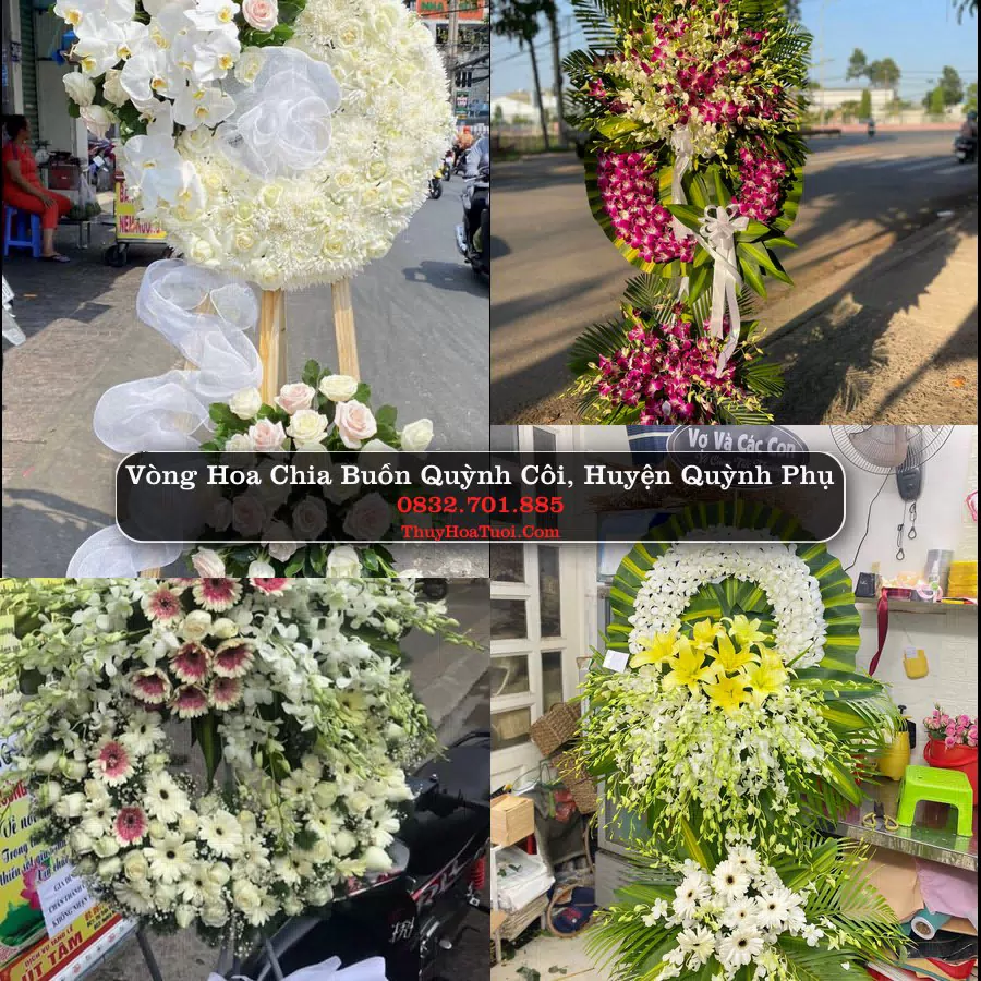 Vòng hoa chia buồn Quỳnh Côi - ThuyHoaTuoi.Com