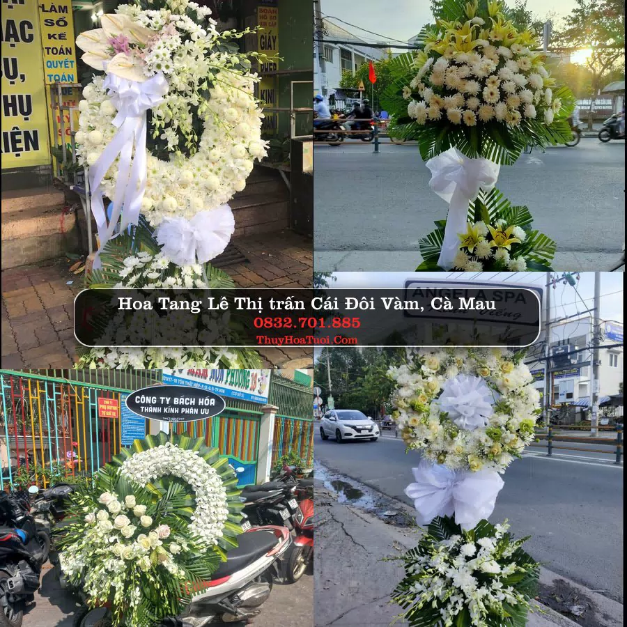 Kệ hoa tang lễ giao tại Thị trấn Cái Đôi Vàm, Cà Mau