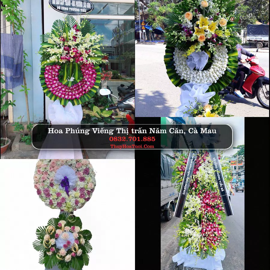 Kệ hoa tang lễ giao tại Thị trấn Năm Căn, Cà Mau