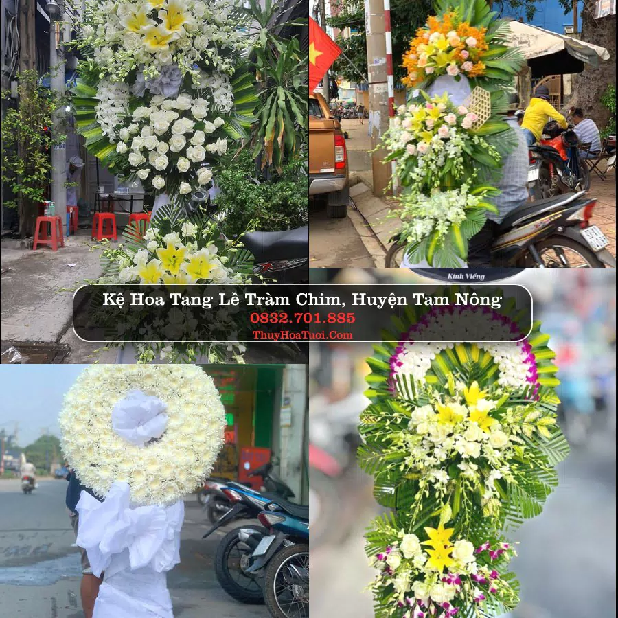 Kệ hoa tang lễ giao tại Tràm Chim, Tam Nông