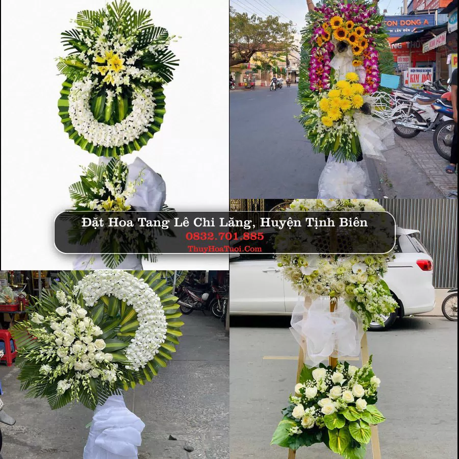 Kệ hoa tang lễ giao tại Chi Lăng, An Giang