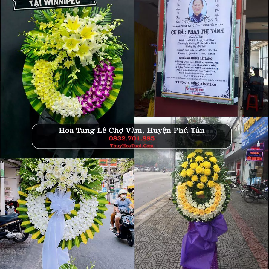 Kệ hoa tang lễ giao tại Chợ Vàm, An Giang