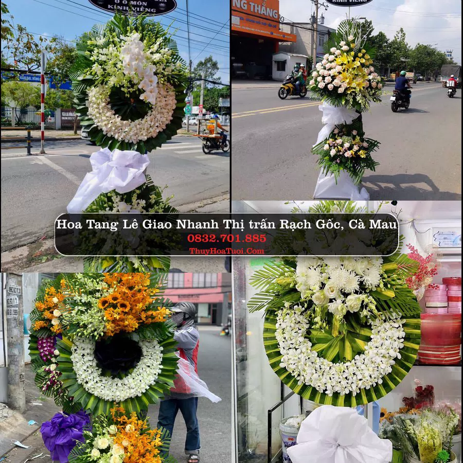 Kệ hoa tang lễ giao tại Thị trấn Rạch Gốc, Cà Mau