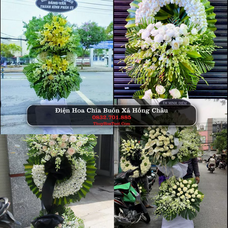 Vòng hoa chia buồn Xã Hồng Châu - ThuyHoaTuoi.Com